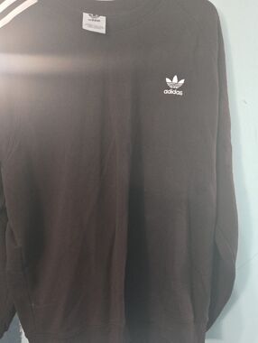 adidas Black Crewneck Sweatshirt with White Trefoil